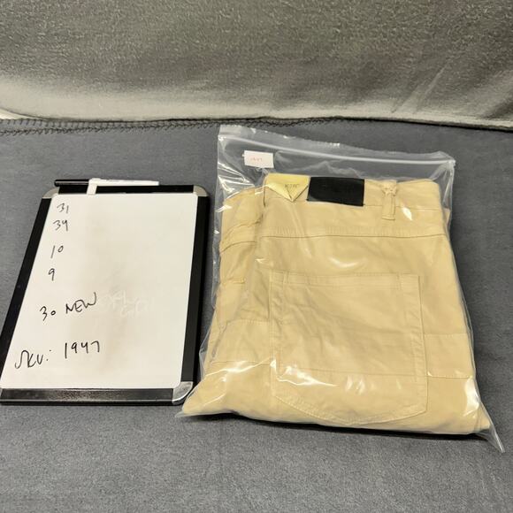 Taker Stacked Jeans Mens 30 (31x34 ACTUAL) Cream Flare Fit Distressed Denim NEW - Picture 12 of 12